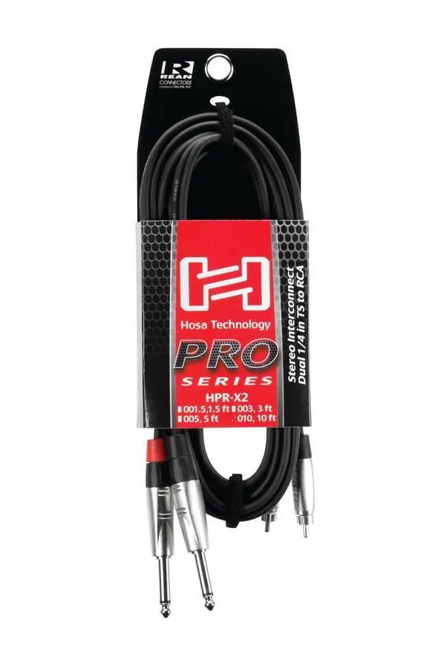 Alt view image 5 of 6 - HPR-010X2 Pro Stereo Interconnect, Dual REAN 1/4 Inch TS to RCA, 10 Feet | REAN connectors link pro audio outputs to consumer stereo inputs