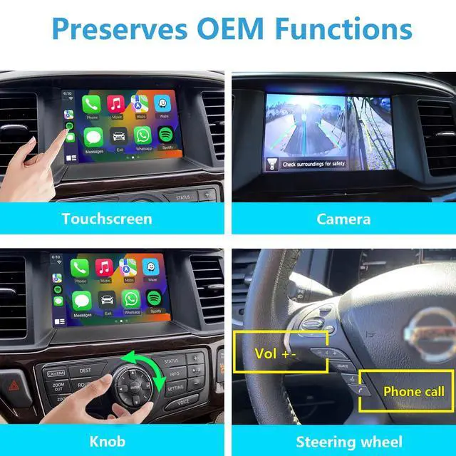 Alt view image 5 of 6 - Wireless CarPlay & Android Auto Retrofit Kit for Nissan Pathfinder 2013-2016, Check Car Settings Menu Icon Before Buying