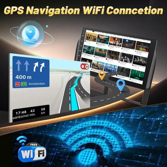 Alt view image 5 of 6 - Android 2G+64G Car Radio for Jeep Grand Cherokee 1999-2004 - 9 Inch HD Touch Screen Stereo with Wireless Carplay & Android Auto - EQ/WiFi/GPS/SWC/Split Screen + AHD Rear View Camera
