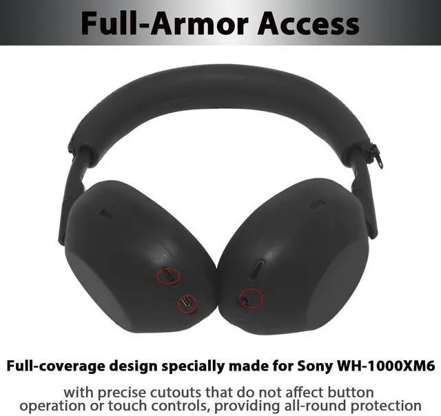 Alt view image 6 of 6 - XM6 Sweat Covers Accessories for Sony WH-1000XM6 - Black | Soft Silicone Case, 2-in-1 Headphone Cover with Earpad Covers & Headband Cover, Sweatproof & Easy to Clean & Secure Fit