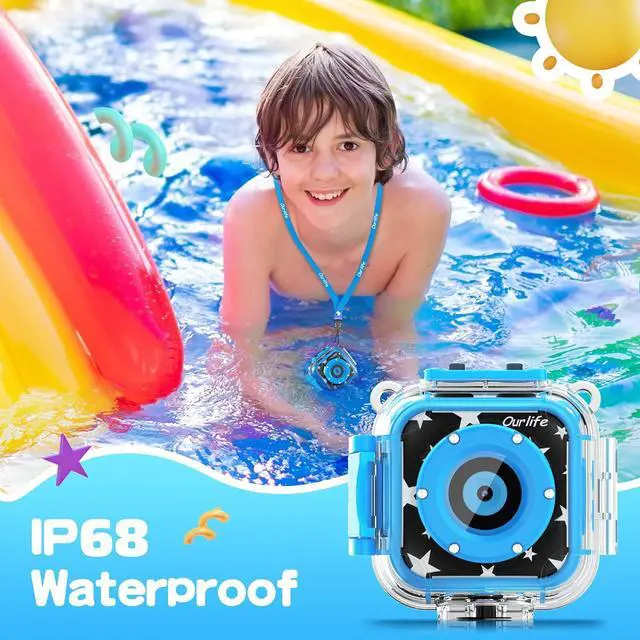 Alt view image 2 of 6 - Kids Waterproof Camera, Kids Camera for 3-12 Year Old | Christmas Birthday Gifts for Kids Underwater Sports Camcorder 1.77 Inch Screen,No Card(Navy Blue)