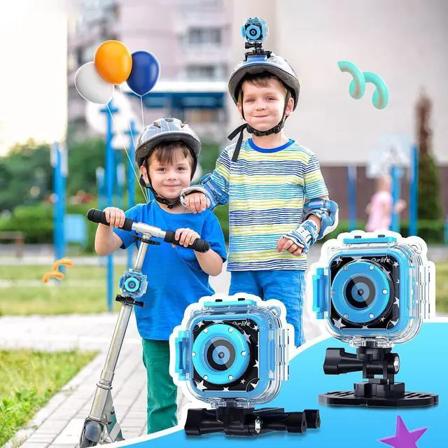 Alt view image 6 of 6 - Kids Waterproof Camera, Kids Camera for 3-12 Year Old | Christmas Birthday Gifts for Kids Underwater Sports Camcorder 1.77 Inch Screen,No Card(Navy Blue)