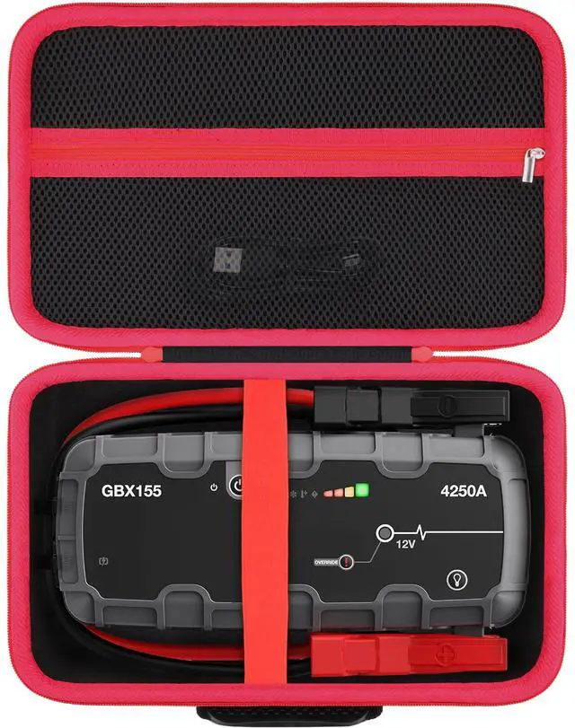 Main image of Hard Storage Case for Boost GB150/GBX155 UltraSafe Jump Starter | Shockproof, With Handle, Hard Shell Exterior, Storage Compartment, Portable Carrying Box, Black Case+Red Zipper