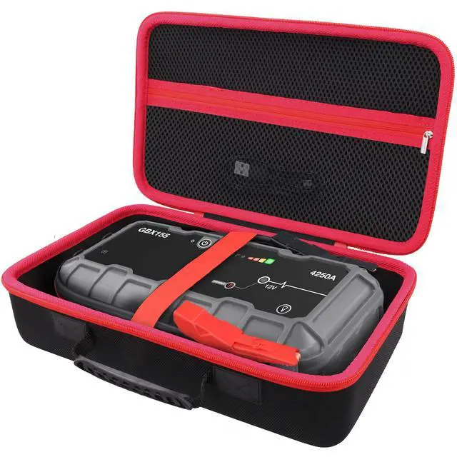 Alt view image 2 of 6 - Hard Storage Case for Boost GB150/GBX155 UltraSafe Jump Starter | Shockproof, With Handle, Hard Shell Exterior, Storage Compartment, Portable Carrying Box, Black Case+Red Zipper