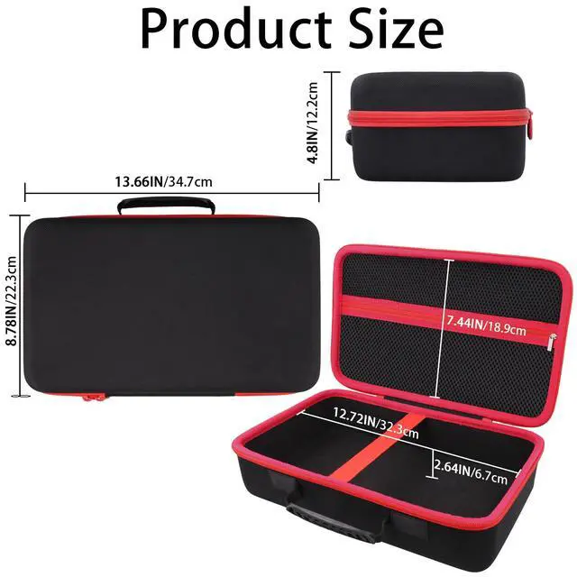 Alt view image 5 of 6 - Hard Storage Case for Boost GB150/GBX155 UltraSafe Jump Starter | Shockproof, With Handle, Hard Shell Exterior, Storage Compartment, Portable Carrying Box, Black Case+Red Zipper