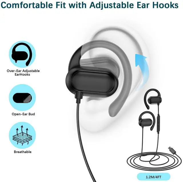 Alt view image 4 of 6 - Open Ear USB C Headphones for Samsung S26 Ultra S25 FE S23 A17 Over Earbuds | Type C Earphones Wired Ear Buds Adjustable Ear Hooks for iPhone 17 Pro Max 17e 16e 16 Plus 15,USB-C Headset for iPad A16 1