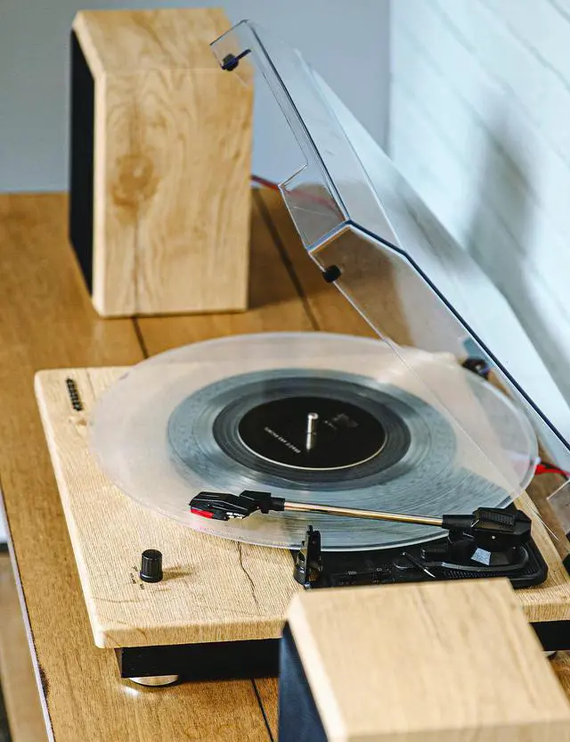 Alt view image 2 of 6 - CR6043A-NA Brio Record Player with Speakers, Natural | 3-Speed Turntable, Bluetooth In, Matching External Full-Range Stereo Speakers 32W Peak, Aux Input, RCA Output
