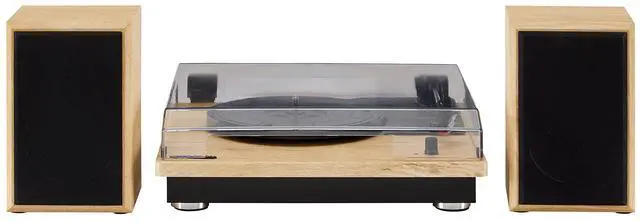 Alt view image 3 of 6 - CR6043A-NA Brio Record Player with Speakers, Natural | 3-Speed Turntable, Bluetooth In, Matching External Full-Range Stereo Speakers 32W Peak, Aux Input, RCA Output