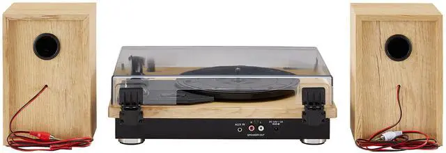 Alt view image 5 of 6 - CR6043A-NA Brio Record Player with Speakers, Natural | 3-Speed Turntable, Bluetooth In, Matching External Full-Range Stereo Speakers 32W Peak, Aux Input, RCA Output