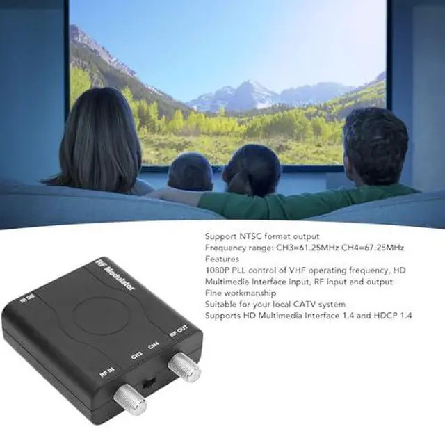 Alt view image 3 of 6 - HDMI to Coax Adapter, PLL Rf Modulator, HDM61 HD Multimedia Interface to RF Modulator Support NTSC Format 1080P input, 480P output, PLL Control of VHF Operating RF Modulator
