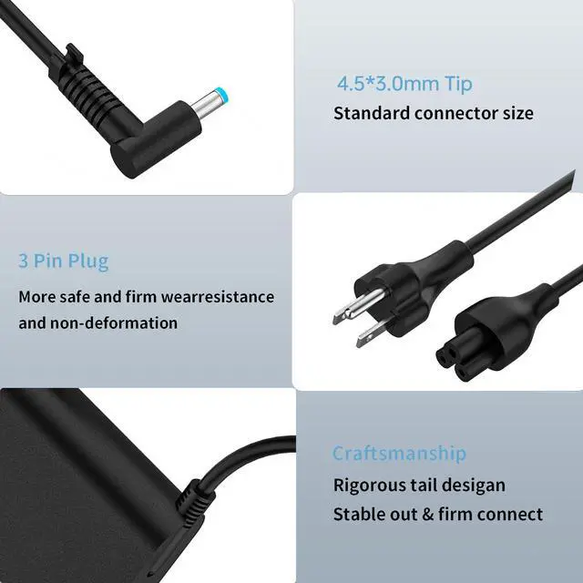Alt view image 6 of 6 - 150W 19.5V 7.7A Laptop Charger Compatible with HP Omen Victus 15 17 Zbook 15 G4 G5 G6 917649-850 L48757-001 TPN-DA09 TPN-CA11 Power Supply Cord
