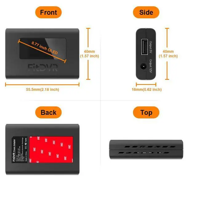 Alt view image 6 of 6 - Dash Camera Power Adapter (16-Pin) for Toyota and Lexus and More, Dashcam Charger Cable, USB Power Source, 5V 12V Output, D3-011
