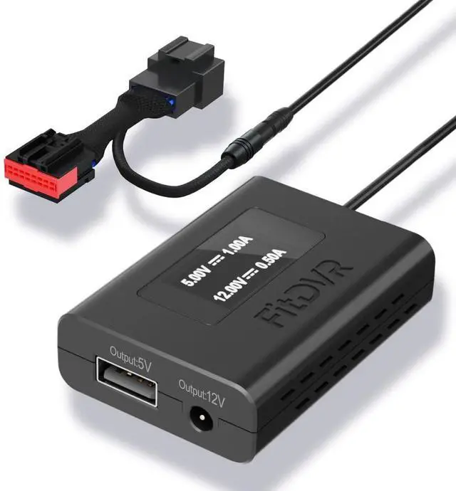 Main image of Dash Cam Power Adapter (16-Pin) for Ford F150 250 350 Mustang, Bronco and More, Connects to Rearview Mirror, LED Display USB Power Source,Plug and Play, Easy to Install, 5V 12V Output, D3-013