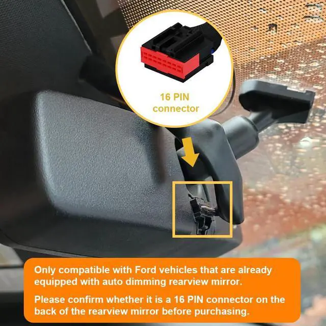 Alt view image 3 of 5 - Dash Cam Power Adapter (16-Pin) for Ford F150 250 350 Mustang, Bronco and More, Connects to Rearview Mirror, LED Display USB Power Source,Plug and Play, Easy to Install, 5V 12V Output, D3-013