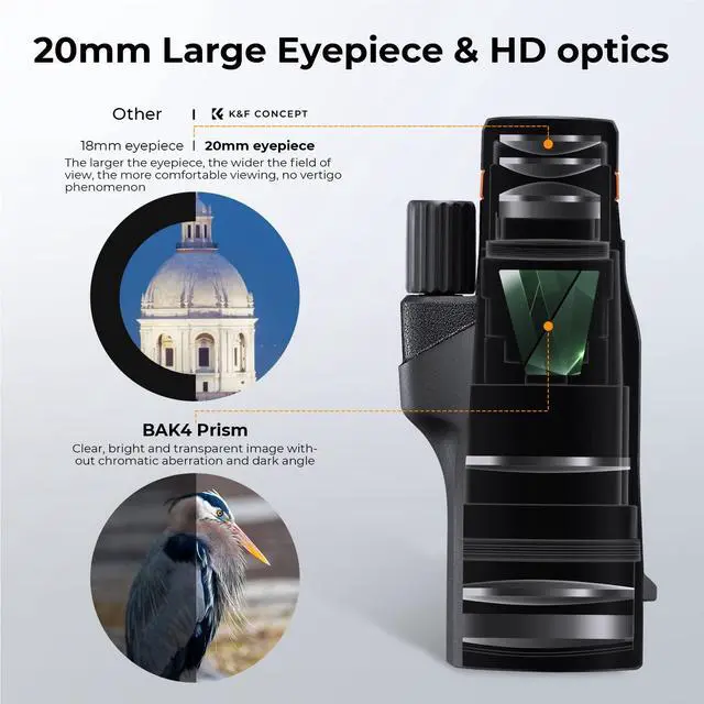 Alt view image 2 of 6 - ® 12X50 Monocular Telescope with Cleaning Cloth, FMC Lens & BAK4 Prism Telescopes for Adults, Sky Captain HD Monocular for Bird Watching Hunting Hiking Camping Travelling