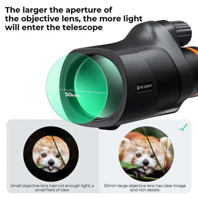 Alt view image 3 of 6 - ® 12X50 Monocular Telescope with Cleaning Cloth, FMC Lens & BAK4 Prism Telescopes for Adults, Sky Captain HD Monocular for Bird Watching Hunting Hiking Camping Travelling