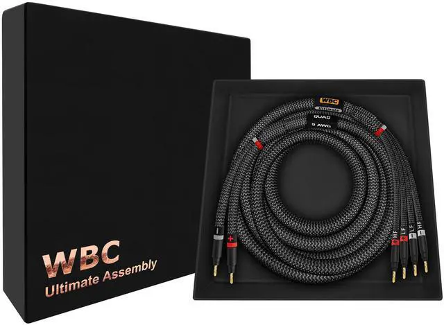 Main image of 10 Foot Ultimate - 9 AWG - Ultra-Pure OFC - Premium Audiophile HiFi Bi-Wire Single Speaker Cable for Center Channel with Eminence Gold Banana Plugs & Carbon Tweed Jacket