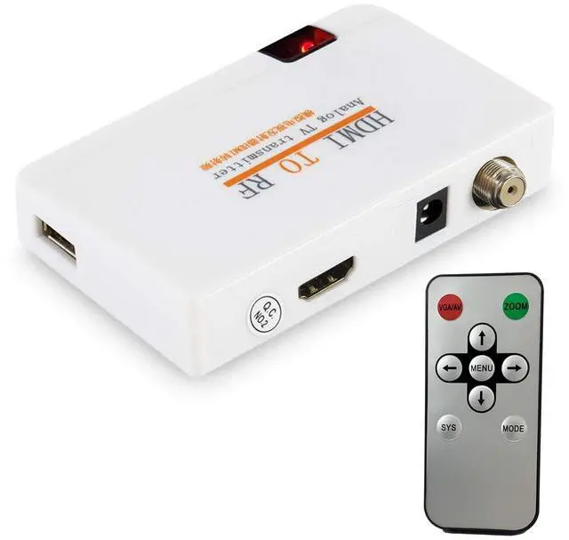 Main image of HDMI RF Modulator VHF Coaxial Converter HD 1080P Input Coax Output Adapter w/Remote for Laptop PC PS4 PS5 VCR DVR Chromecast Blu-ray Roku Fire Stick Set-top Cable Box Digital Video to Analog NTSC TV