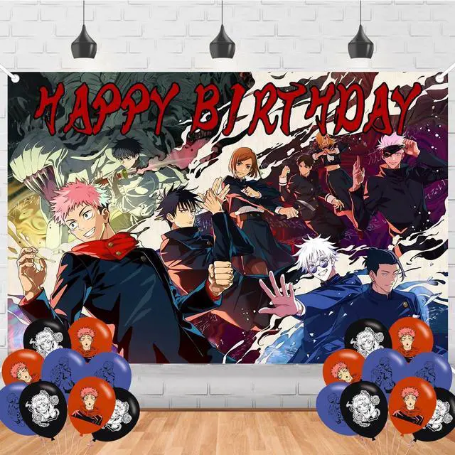 Main image of Jujutsu Manga Kaisen Birthday Party Decorations Banner Backdrop,Jujutsu Manga Kaisen Themed Banner Party Supplies for Kids Fans, Happy Birthday Photography Background Wall Decor
