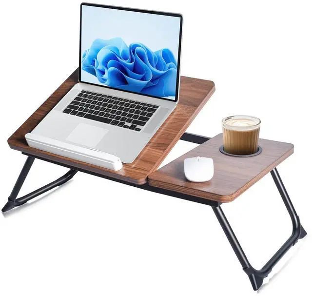 Main image of Adjustable Lap Desk for Bed - Portable Laptop Tray Table with Foldable Legs, Phone Slot & Cup Holder - Lightweight & Sturdy Breakfast, Work, Study Table for Sofa, Couch, Floor
