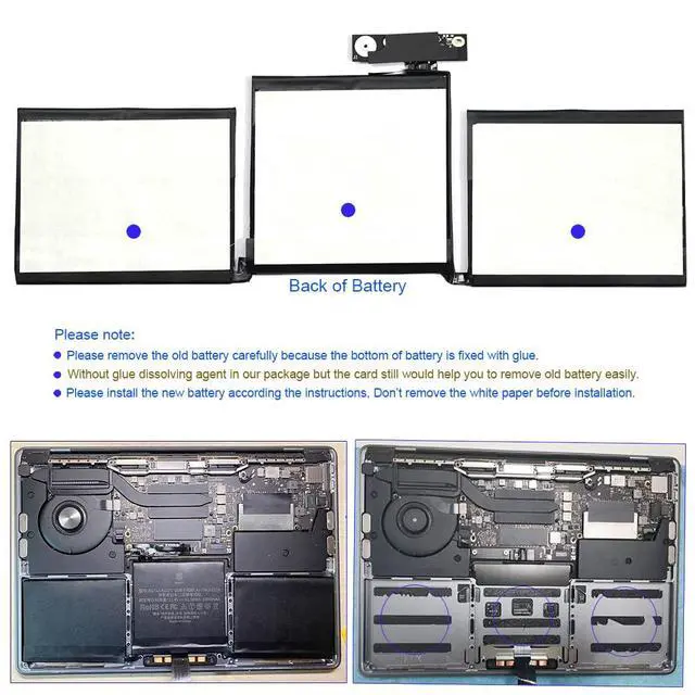 Alt view image 5 of 6 - Battery A1713 A2171 for MacBook Pro 13 Inch A1708 A2159 A2289 A2338 | 4800mAh A2171 A1713 Replacement Battery with Smart Temp Control, High Capacity, Long Runtime, Low Heat