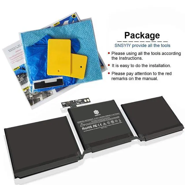 Alt view image 6 of 6 - Battery A1713 A2171 for MacBook Pro 13 Inch A1708 A2159 A2289 A2338 | 4800mAh A2171 A1713 Replacement Battery with Smart Temp Control, High Capacity, Long Runtime, Low Heat