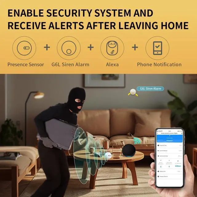 Alt view image 5 of 6 - Human Presence Sensor ES1,Smart Motion Sensor with 24G mmWave Radar,Occupancy Sensor Requires Tuya Zigbee Hub for Home Security and Automation,Compatible with Alexa,Smart Life,Z2MQTT,ZHA