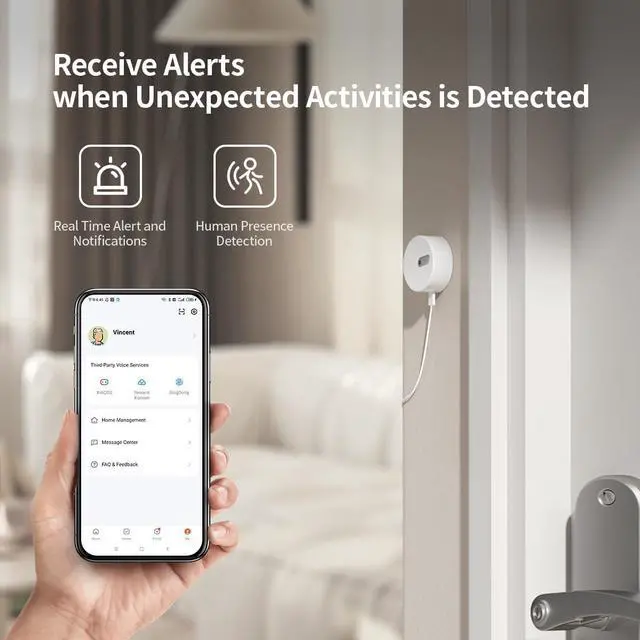 Alt view image 6 of 6 - Human Presence Sensor ES1,Smart Motion Sensor with 24G mmWave Radar,Occupancy Sensor Requires Tuya Zigbee Hub for Home Security and Automation,Compatible with Alexa,Smart Life,Z2MQTT,ZHA