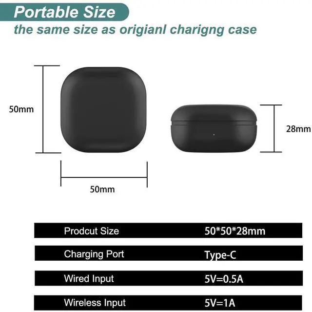 Alt view image 5 of 6 - Charging Case for Samsung Galaxy Buds Pro (R190) Earbuds | Replacement Portable Charger Case Dock Station for Galaxy Buds Pro SM-R190 (Black)