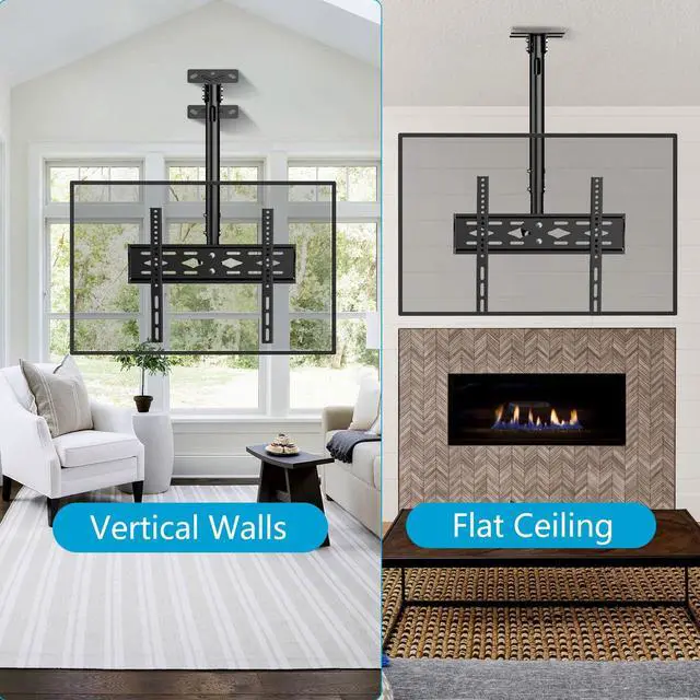 Alt view image 6 of 6 - TV Ceiling Mount for 26-68 inch Flat Screen Fits Most LCD LED OLED TVs Monitor Pole Mount up to 99lbs Max VESA 400x400mm Hanging TV Mount Adjustable Ceiling Television Bracket
