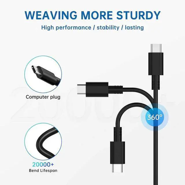 Alt view image 5 of 6 - 65W USB C Laptop Charger Compatible with Dell Pro 13 14 16 Latitude 7370 7430 7520 Xps 12 13 9250 9310 Chromebook 3100 3110