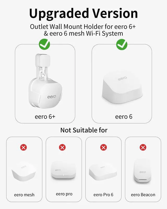 Alt view image 2 of 6 - 1 Pack Outlet Wall Mount Holder for eero 6 and Eero 6+ | Wall Mount Holder Stand Bracket for eero 6 and Eero 6+, Built-In Cord Storage and No-Drill Outlet Mounting