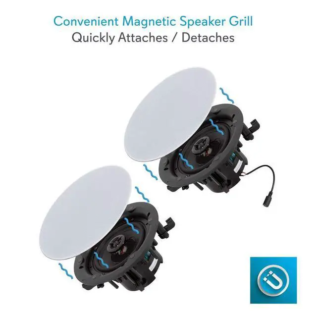 Alt view image 6 of 6 - Ceiling and Wall Mount Speaker - Wireless Bluetooth 5.25 Dual 2-Way Audio Stereo Sound Subwoofer Kit with, 240 Watts, in-Wall & in-Ceiling Flush Mount for Home Surround System - PWRC55BT