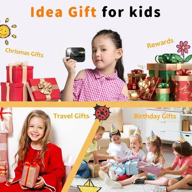Alt view image 6 of 6 - Instant Print Camera for Kids with 5 Color Print Paper, 48MP Photo 1080P Video, 21 Fun Frames, 32GB Card, Birthday for Girls Boys Age 3 4 5 6 7 8 9 10 11 12 Years Old Black