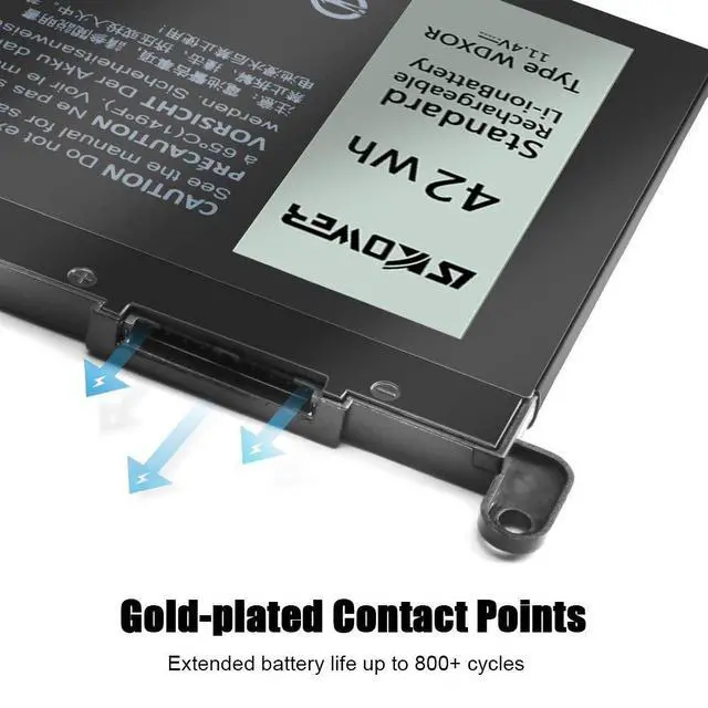 Alt view image 4 of 6 - 42Wh WDX0R WDXOR Replacement Laptop Battery 11.4V for Dell Inspiron 13 15 17 5000 7000 Series 7378 5567 5378 5579 5570 5565 7579 5379 7569 5578 Latitude 3000 Series 3189 3390 P69G P58F P66F P75F 3CRH3