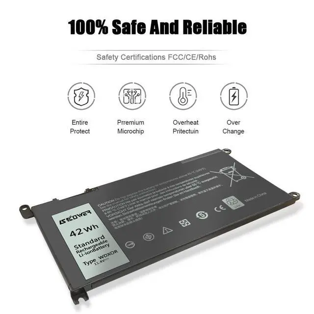 Alt view image 5 of 6 - 42Wh WDX0R WDXOR Replacement Laptop Battery 11.4V for Dell Inspiron 13 15 17 5000 7000 Series 7378 5567 5378 5579 5570 5565 7579 5379 7569 5578 Latitude 3000 Series 3189 3390 P69G P58F P66F P75F 3CRH3