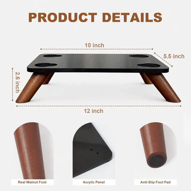 Alt view image 2 of 6 - Speaker Stand Compatible with Marshall Acton III/Acton II, Acrylic Desktop Riser with Walnut Legs for Marshall Acton 3 Speaker Not Included