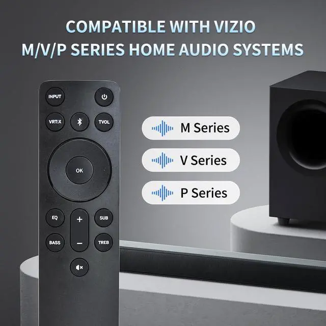 Alt view image 3 of 6 - Soundbar Remote Control for VIZIO Soundbar, Compatible with M/V/P Series Home Theater Systems, with Independent Bass, Treble, Subwoofer Adjustment, EQ Presets & One-Key BTX Bluetooth