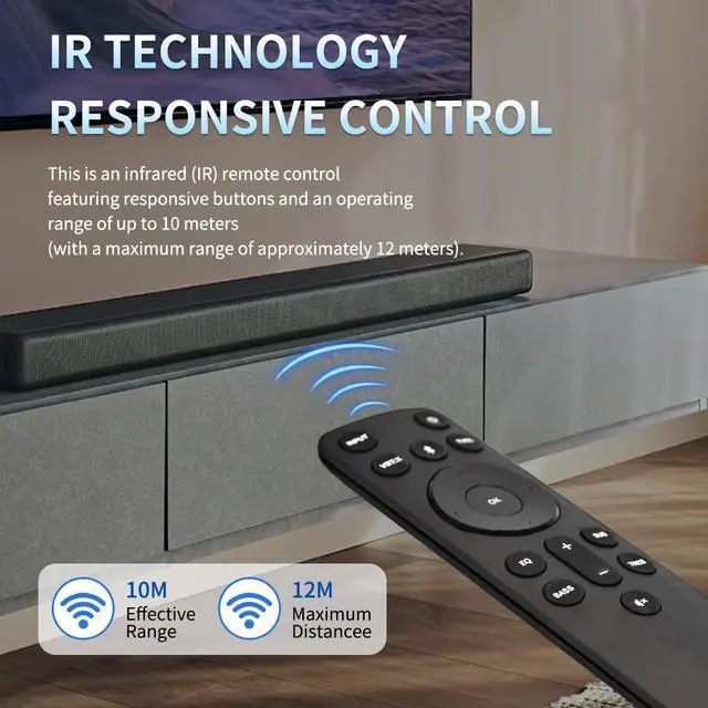 Alt view image 6 of 6 - Soundbar Remote Control for VIZIO Soundbar, Compatible with M/V/P Series Home Theater Systems, with Independent Bass, Treble, Subwoofer Adjustment, EQ Presets & One-Key BTX Bluetooth