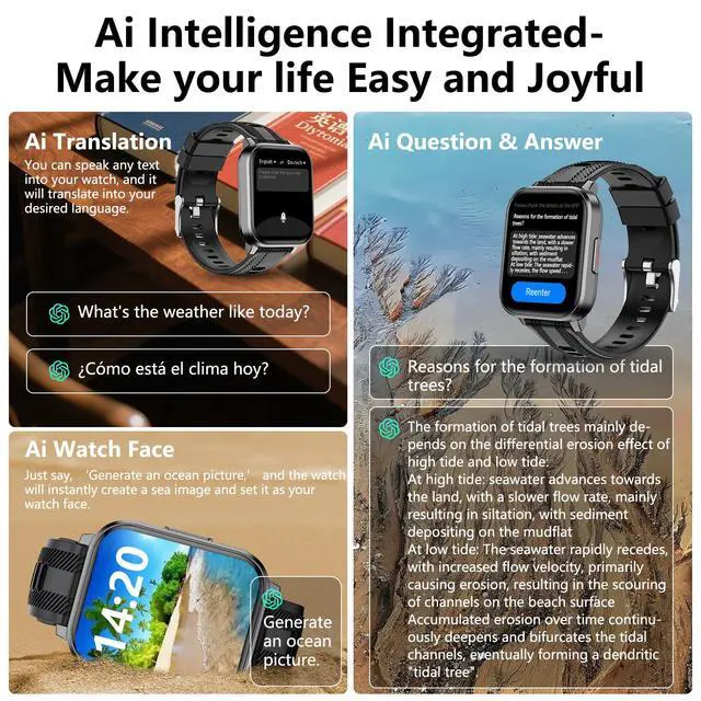 Alt view image 2 of 6 - Smart Watch with Ai Functions GPS Tracking for Android Phones and iPhone Compatible Bluetooth Call Message Alert Heart Rate/Sleep/Monitor IP68 Waterproof for Men Women