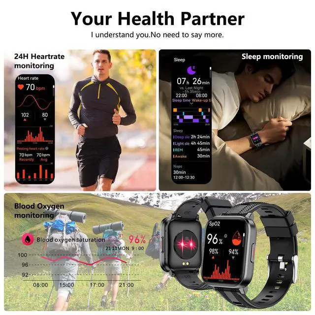 Alt view image 5 of 6 - Smart Watch with Ai Functions GPS Tracking for Android Phones and iPhone Compatible Bluetooth Call Message Alert Heart Rate/Sleep/Monitor IP68 Waterproof for Men Women