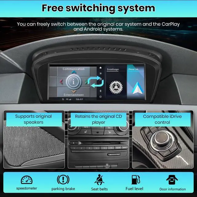 Alt view image 3 of 6 - Radio for BMW E60 E90 with CCC System, Support Original System | For BMW E60 E61 E63 E64 E90 E91 E92 E93 2005-2008 with CCC System, Carplay, Android Auto, Yoube, Wifi, Bluetooth, SWC