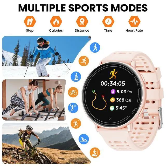 Alt view image 6 of 6 - Smart Watch for Men Women Built in GPS,100+ Sports Modes Smartwatch with 1.39" HD Screen,Bluetooth Answer/Make Call,2026 New Smart Watch Health Fitness Tracker,Compatible with Android & iOS(Pink)
