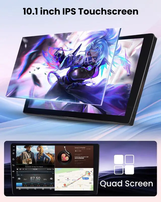 Alt view image 4 of 6 - 4G+64G Android Car Stereo for Mitsubishi Lancer 2008-2017, Wireless CarPlay Android Auto, 5GWiFi GPS, 10.1" IPS Touchscreen, Bluetooth SWC AHD Backup Camera FM RDS