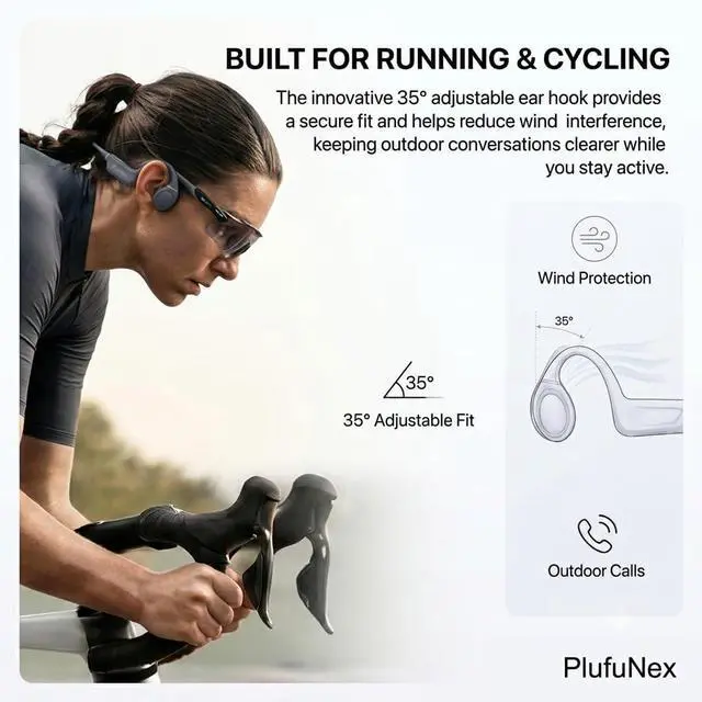 Alt view image 3 of 6 - Bone Conduction Headphones, Open-Ear Bluetooth 6.0 Sports Headphones with Secure Fit, 32g Lightweight Design, 13H Battery Life, IP68 Sweat Resistant for Running, Cycling and Workouts
