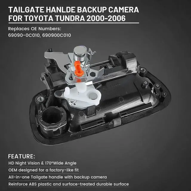 Alt view image 3 of 6 - Tailgate Handle Backup Camera for Toyota Tundra 2000-2006 Reversing Camera Tailgate Liftgate Latch Handle Rear View Reverse Camera RCA Connector with Keyhole |Replaces# 69090-0C010 69090-0C030-C0