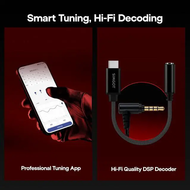 Alt view image 5 of 6 - SIMGOT EG280 1DD+1 Planar In Ear Monitor Wired HiFi IEM Earphones with Mic | USB-C Adapter & Mirror Alloy Panel, 2 Mode Tuning for Music & Gaming, 4 EQ Presets, 1.7m Cable for Gamers Audiophile Musici