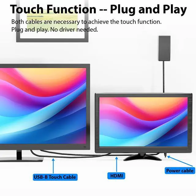 Alt view image 3 of 6 - 15.6 Inch Portable Touchscreen Monitor, 1080P Touch PC Display | 60Hz, LED Backlit Multi-Touch Monitor, VESA, HDMI & VGA & TYPE-B Computer Touch Screen for Laptop Mini PC Phone