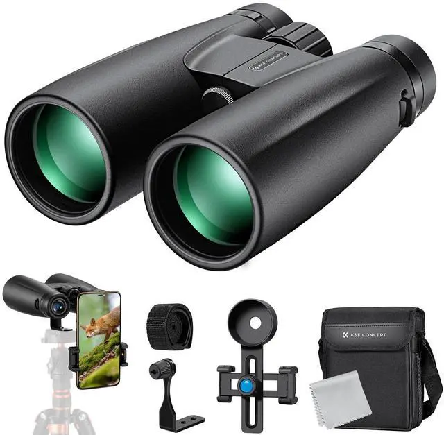 Main image of ® 12X50 Binoculars Telescope with Smartphone Adapter, Tripod Adapter, Cleaning Cloth, FMC Lens BAK4 Prism for Adults, HD Binoculars for Bird Watching Hunting Hiking Camping Travelling