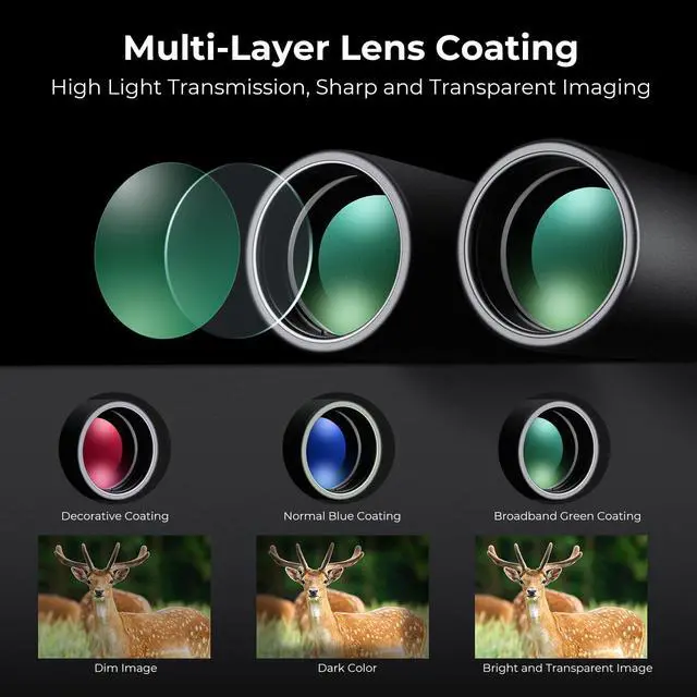 Alt view image 5 of 6 - ® 12X50 Binoculars Telescope with Smartphone Adapter, Tripod Adapter, Cleaning Cloth, FMC Lens BAK4 Prism for Adults, HD Binoculars for Bird Watching Hunting Hiking Camping Travelling